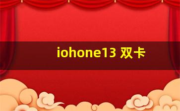 iohone13 双卡